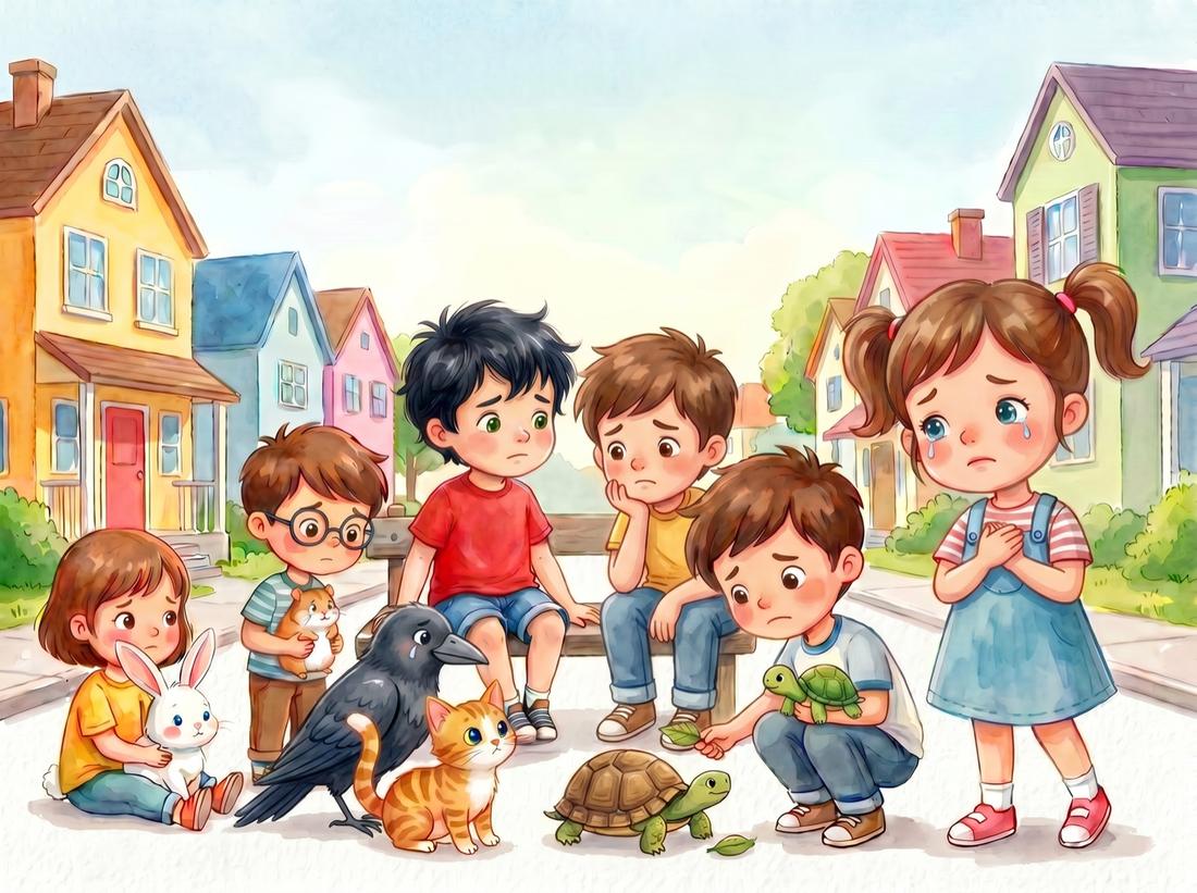 Üzgün çocuklar ve hayvanları